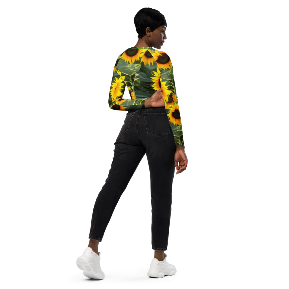 Solar Bloom on Long Sleeve Crop Top — Right Back