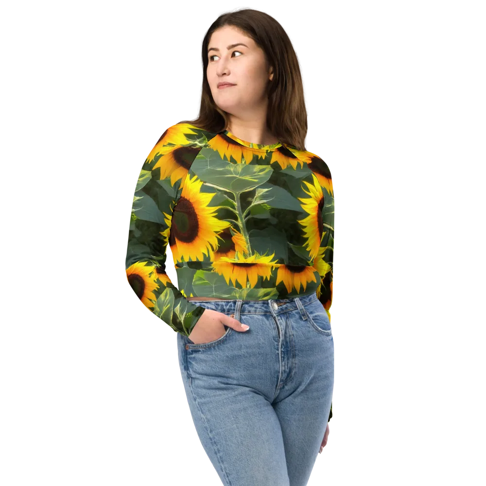 Solar Bloom on Long Sleeve Crop Top — Front