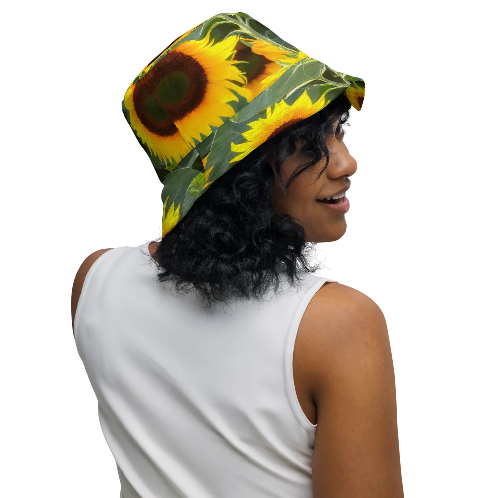 Solar Bloom on Reversible Bucket Hat — Right Outside