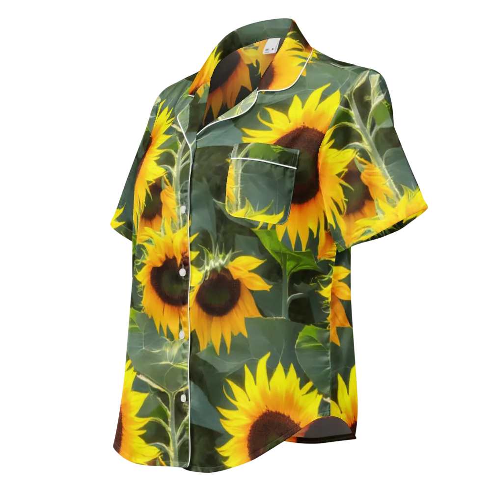 Solar Bloom on Women's Short Sleeve Pajama Top — Left Front