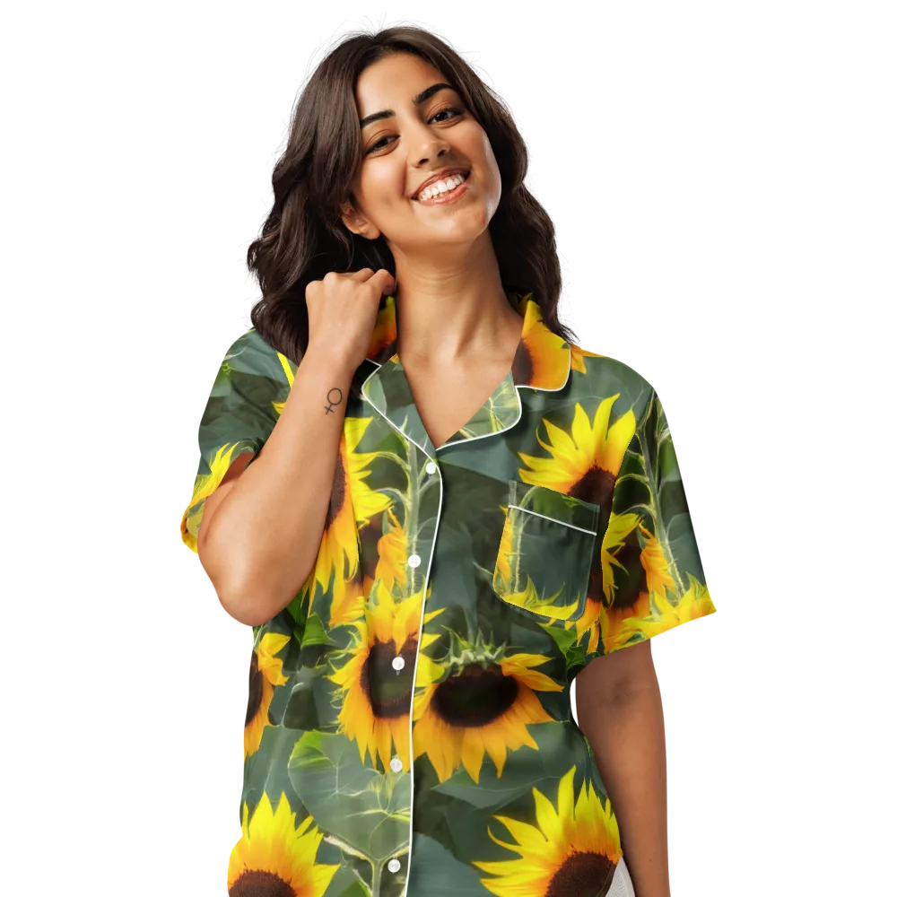 Solar Bloom on Women's Short Sleeve Pajama Top — Front