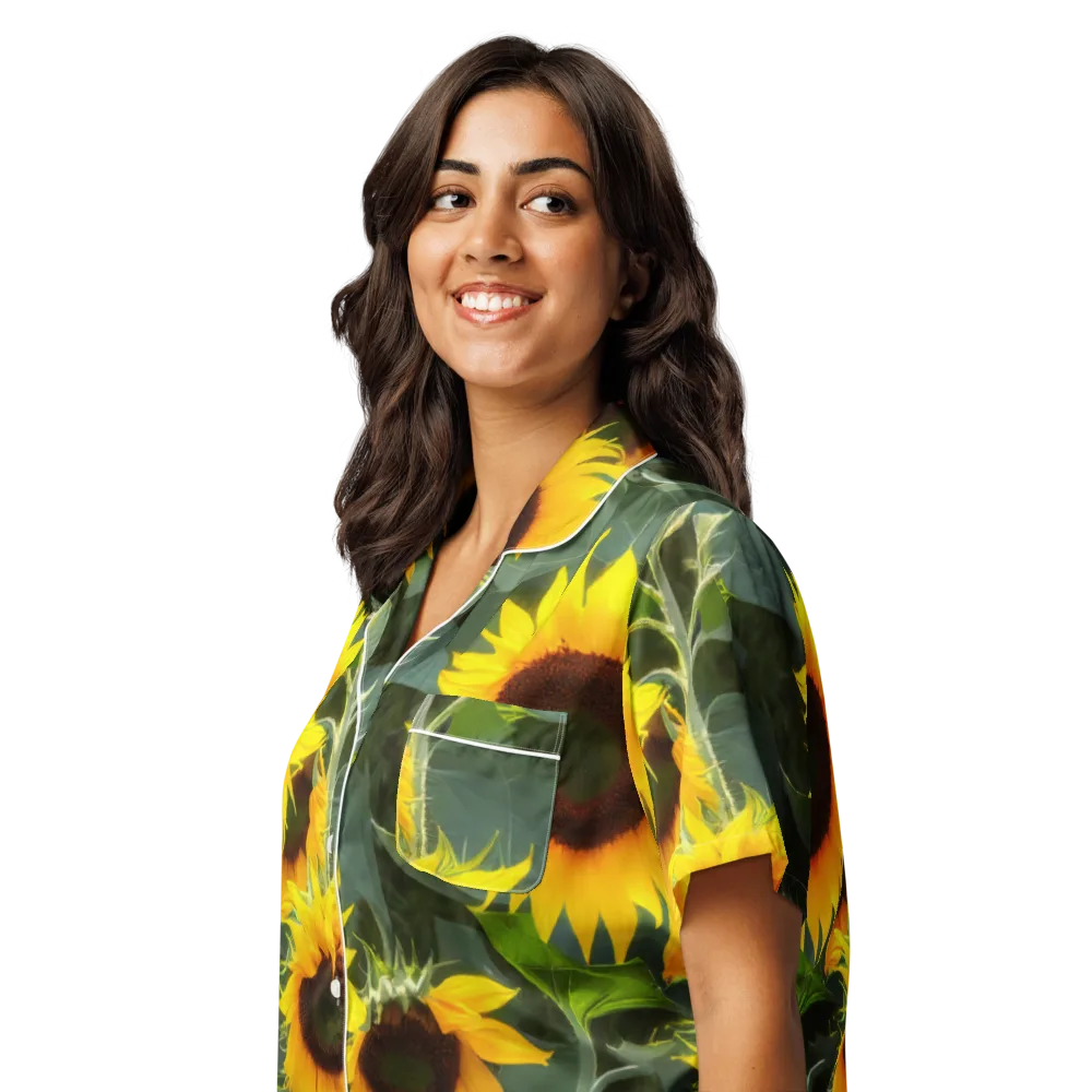 Solar Bloom on Women's Short Sleeve Pajama Top — Left Front