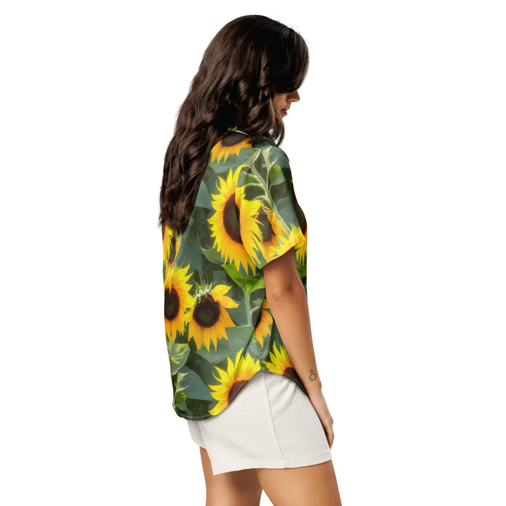 Solar Bloom on Women's Short Sleeve Pajama Top — Right Back
