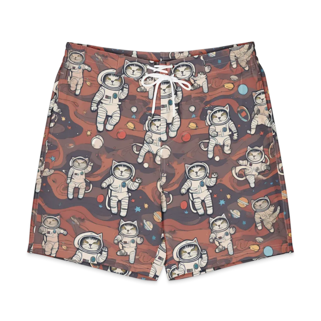 Orbiting Tabby on Men's Board Shorts — Front