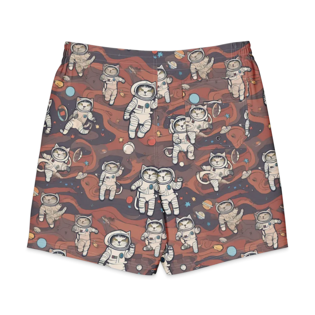 Orbiting Tabby on Men's Board Shorts — Back