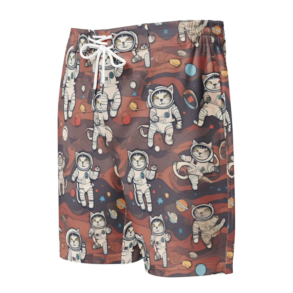 Orbiting Tabby on Men's Board Shorts — Front
