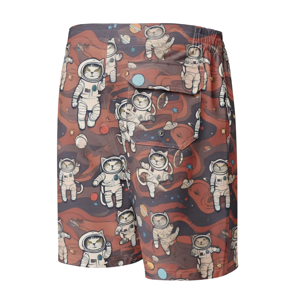 Orbiting Tabby on Men's Board Shorts — Back