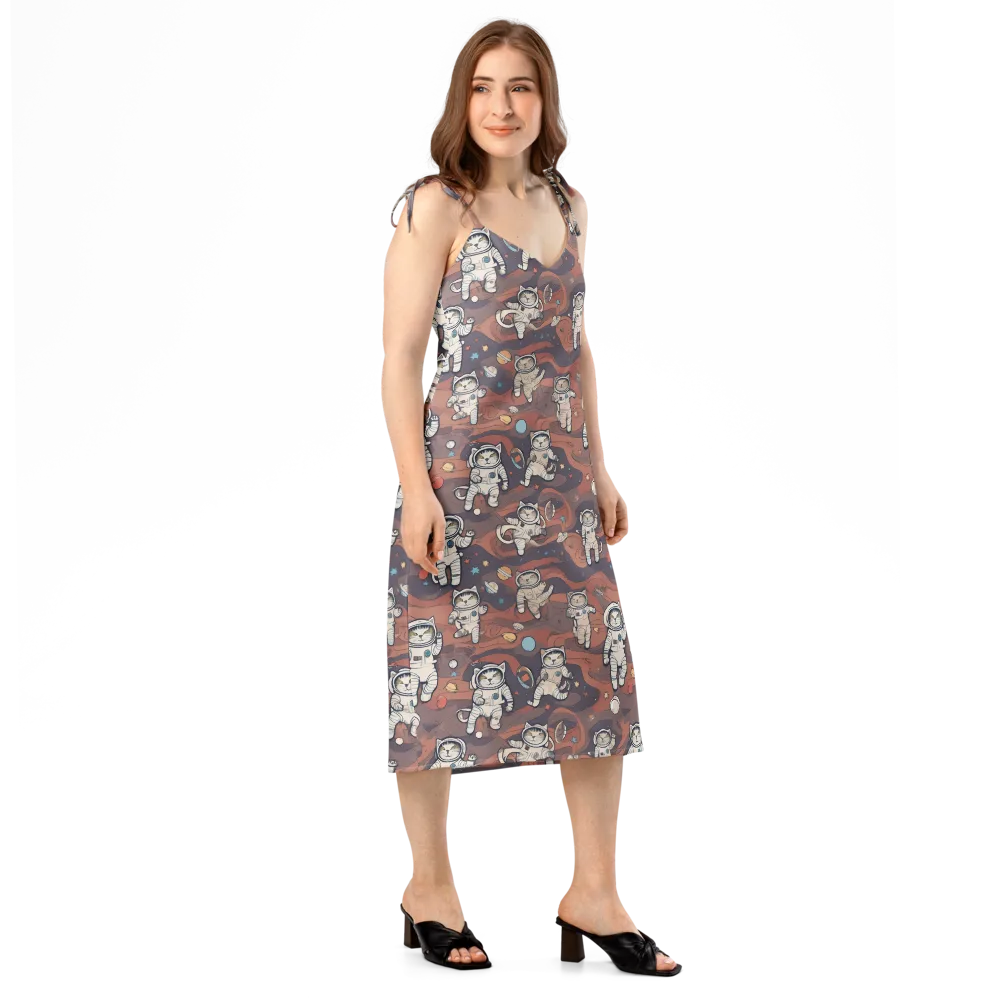 Orbiting Tabby on Slip Dress — Right Front