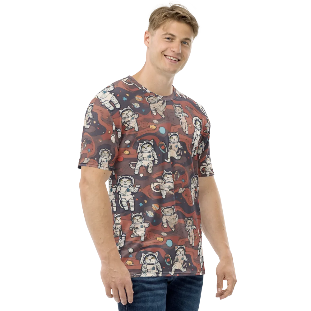 Orbiting Tabby on Men's Crew Neck T-Shirt — Right