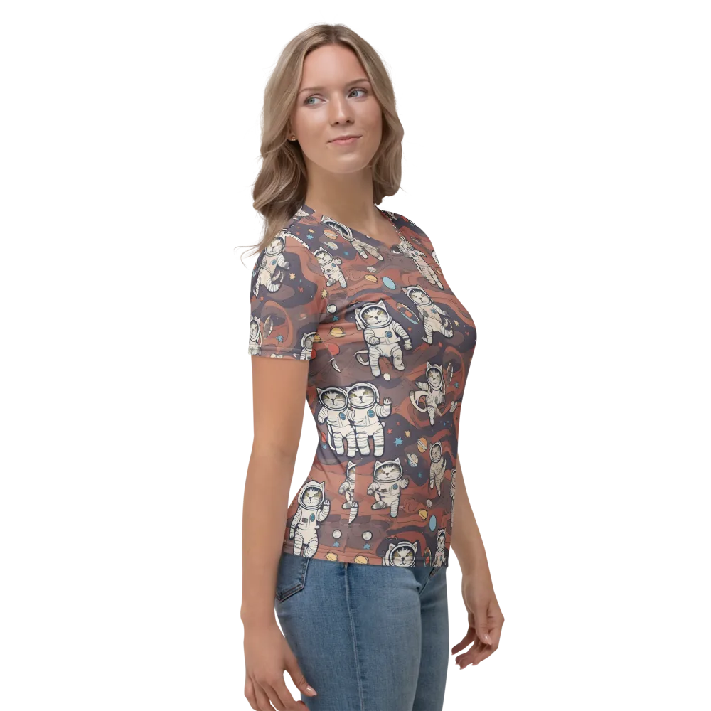 Orbiting Tabby on Women's Crew Neck T-Shirt — Right