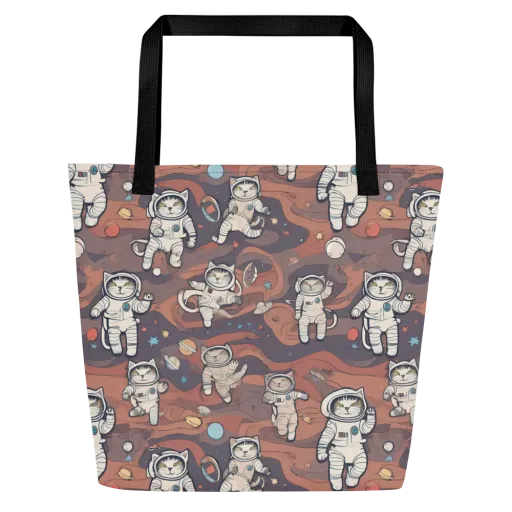 Orbiting Tabby on a Large Tote Bag W/ Pocket