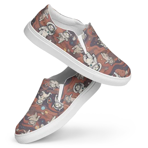 Orbiting Tabby on a Women's Slip-On Canvas Shoes