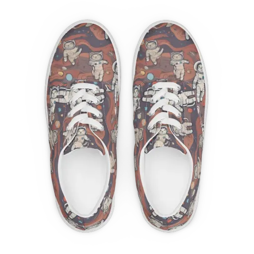 Orbiting Tabby on a Men's Lace-Up Canvas Shoes