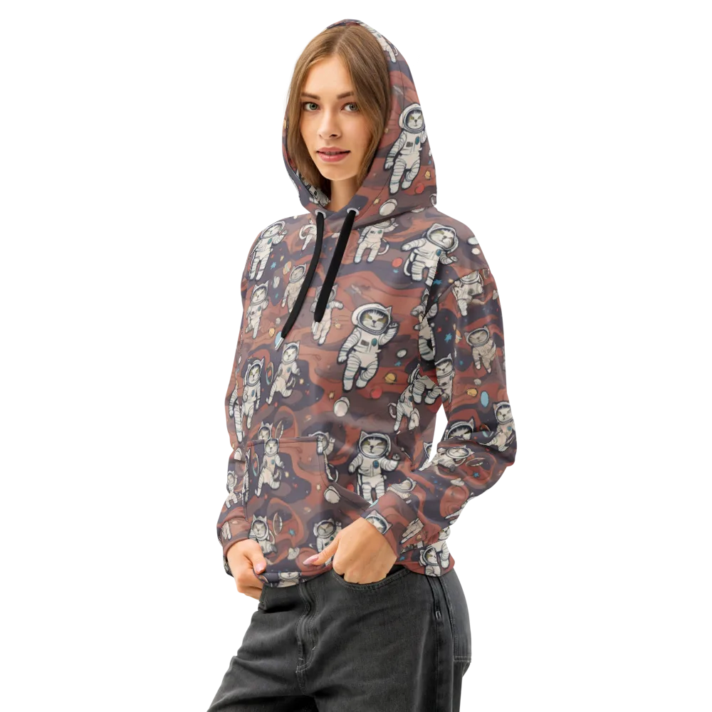Orbiting Tabby on Cotton Hoodie — Left Front