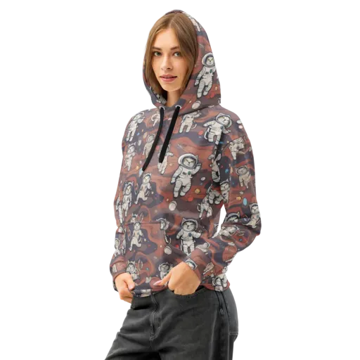Orbiting Tabby on a Cotton Hoodie