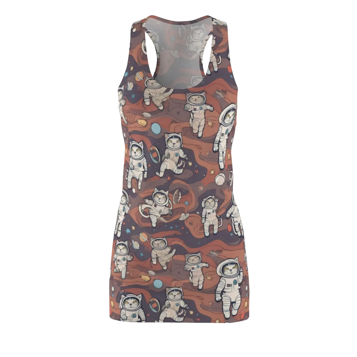 Orbiting Tabby on Racerback Dress — Front