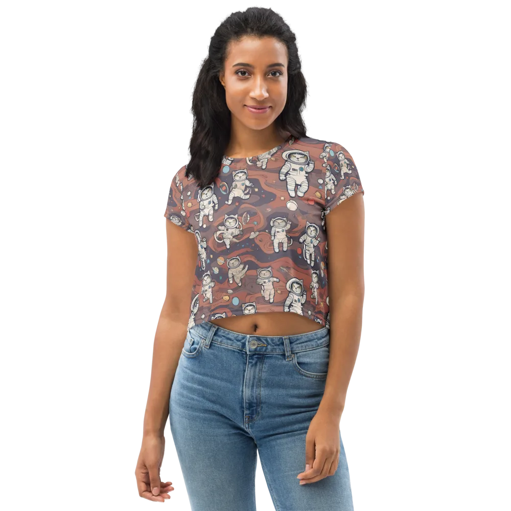 Orbiting Tabby on Crop Tee — Front