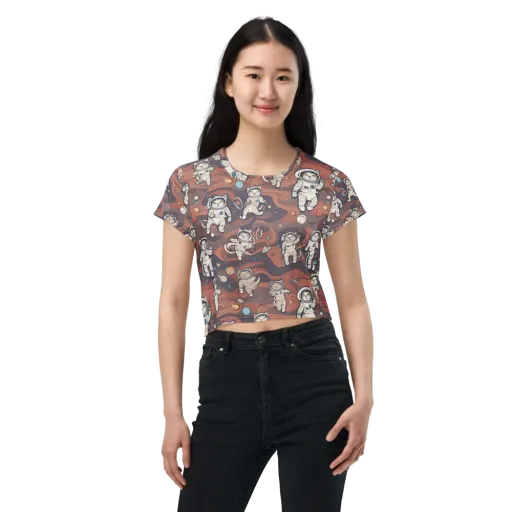 Orbiting Tabby on a Crop Tee