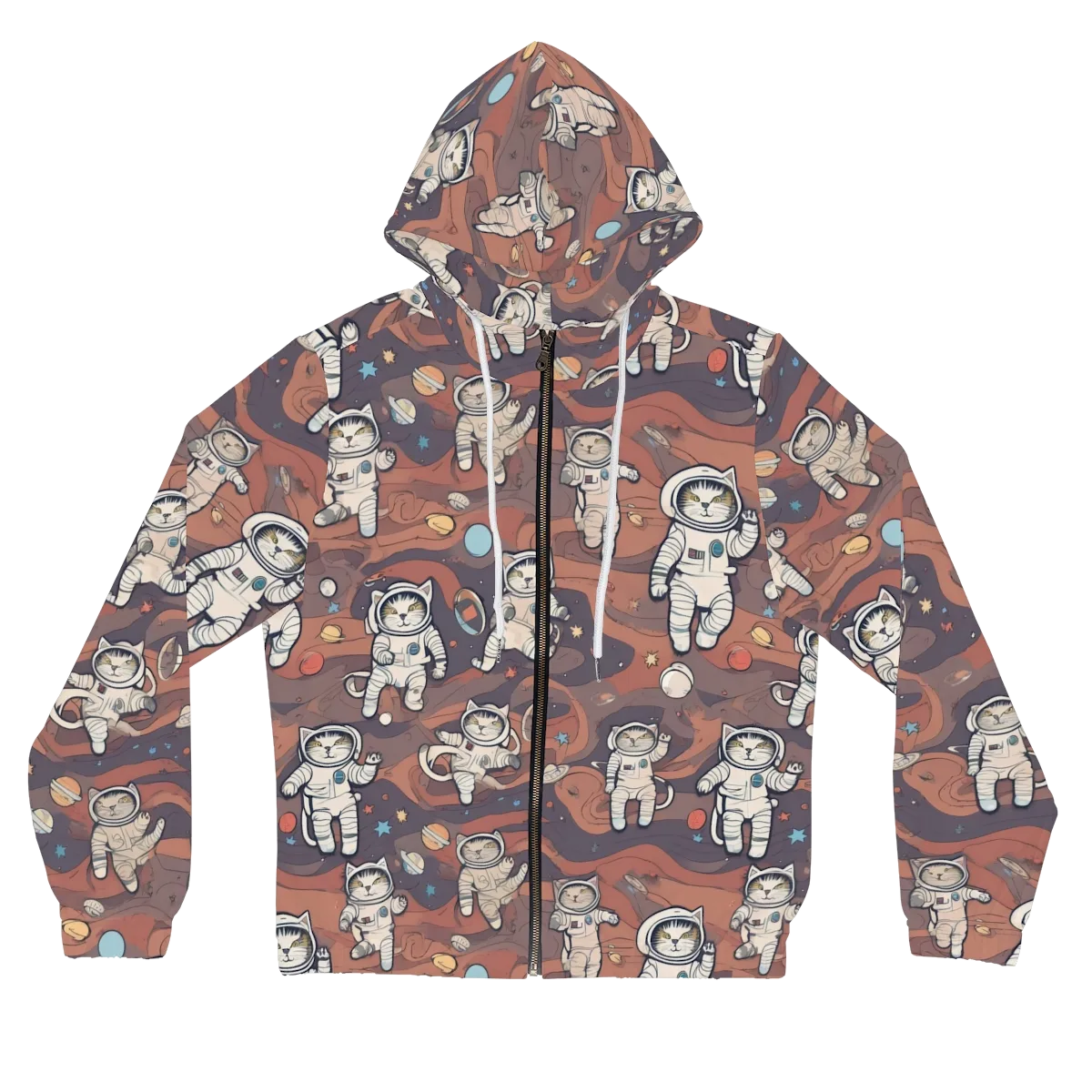 Orbiting Tabby on Women's Full-Zip Hoodie — Front