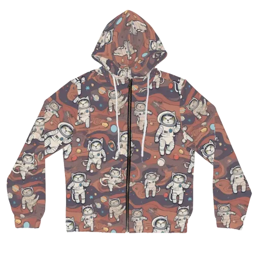 Orbiting Tabby on a Women's Full-Zip Hoodie