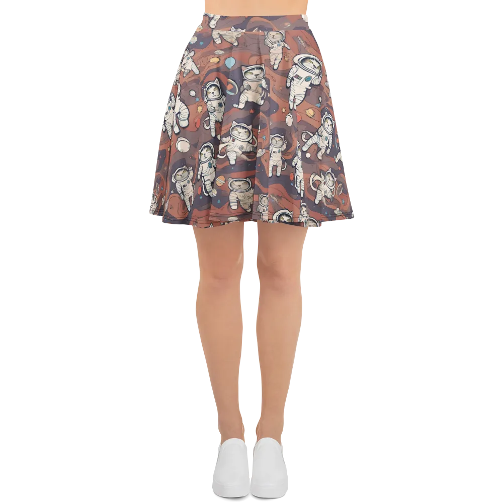 Orbiting Tabby on Skater Skirt — Front
