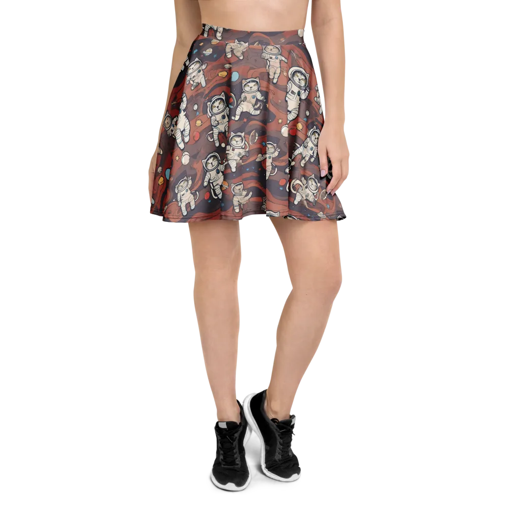 Orbiting Tabby on Skater Skirt — Front