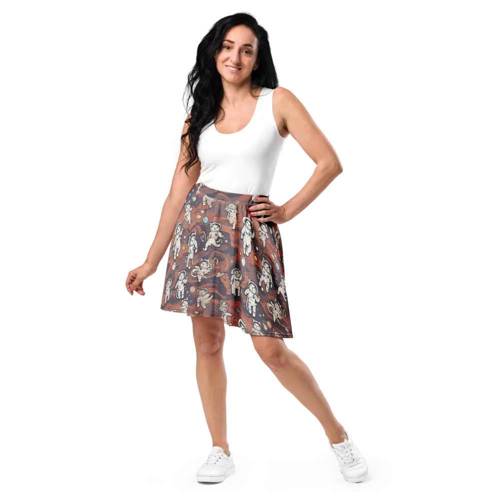 Orbiting Tabby on Skater Skirt — Front