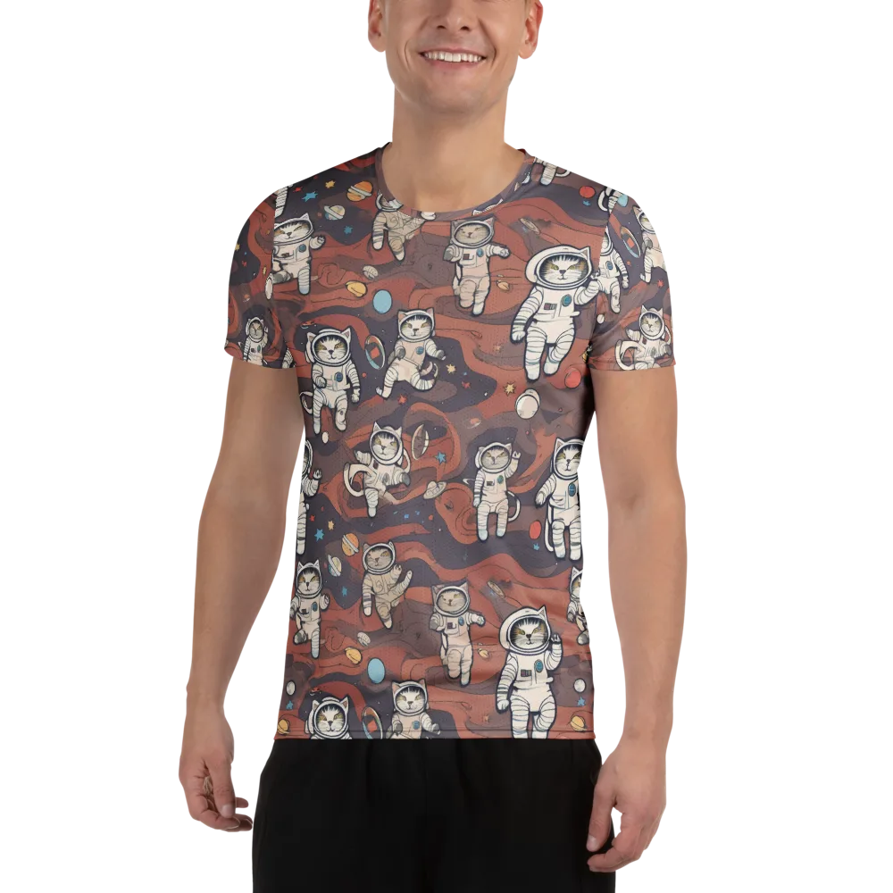 Orbiting Tabby on Men's Athletic T-Shirt — Front