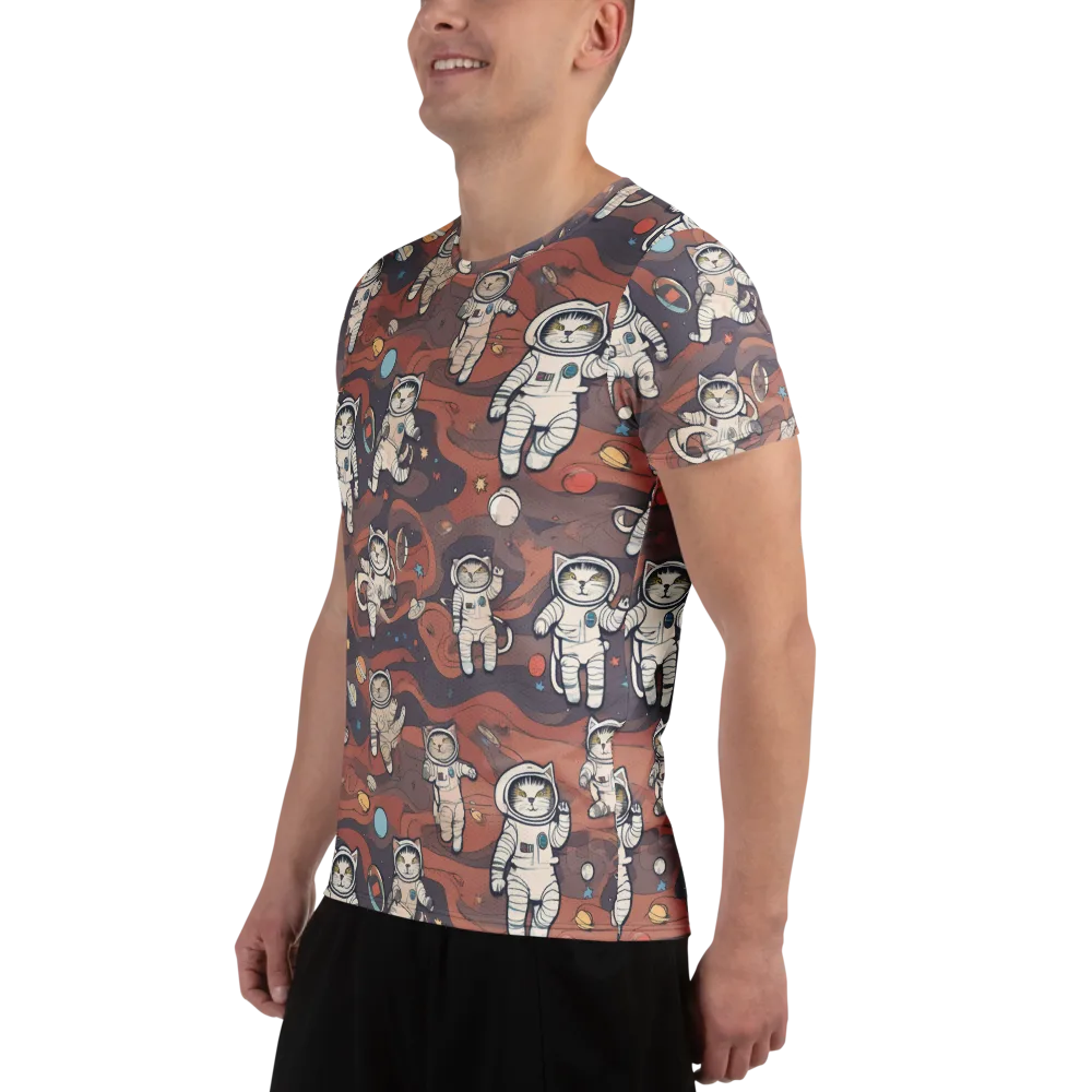 Orbiting Tabby on Men's Athletic T-Shirt — Left