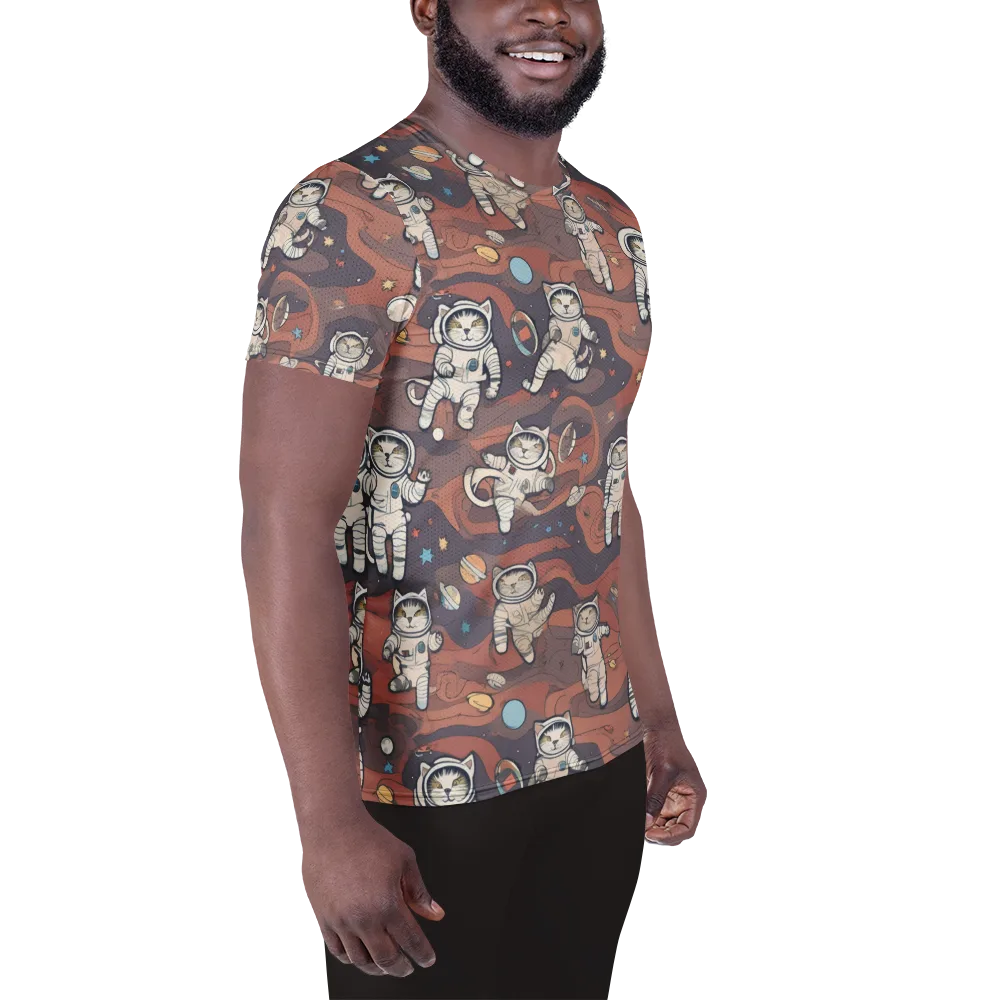 Orbiting Tabby on Men's Athletic T-Shirt — Right