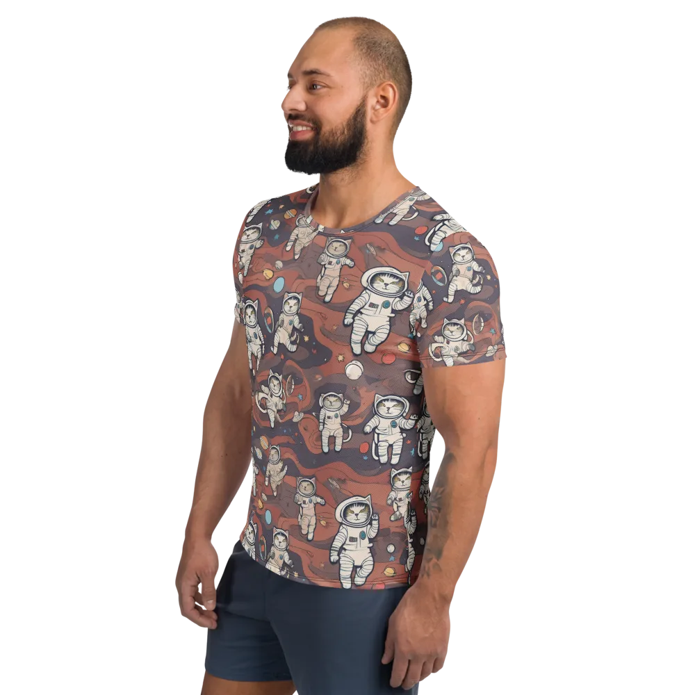 Orbiting Tabby on Men's Athletic T-Shirt — Left