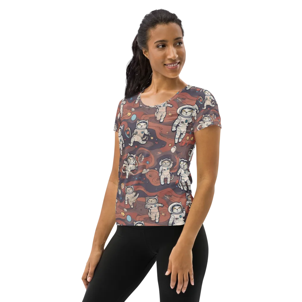 Orbiting Tabby on Women's Athletic T-Shirt — Left