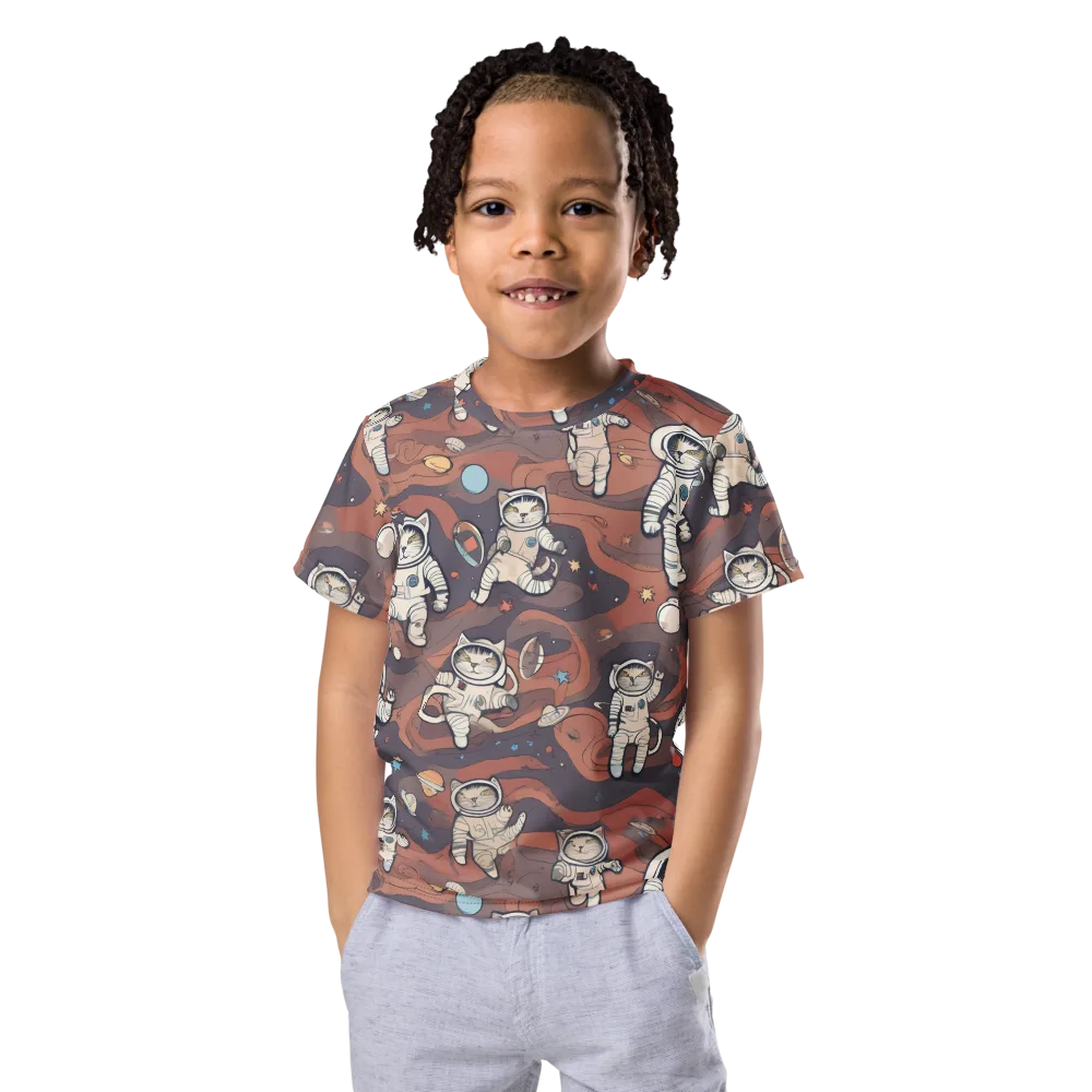 Orbiting Tabby on Kids Crew Neck T-Shirt — Front