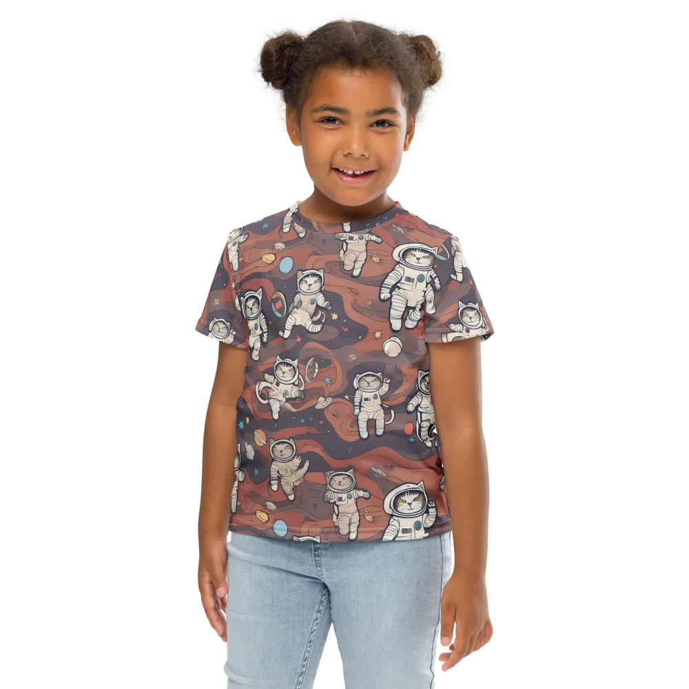 Orbiting Tabby on Kids Crew Neck T-Shirt — Front