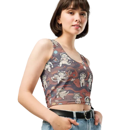 Orbiting Tabby on a Crop Top