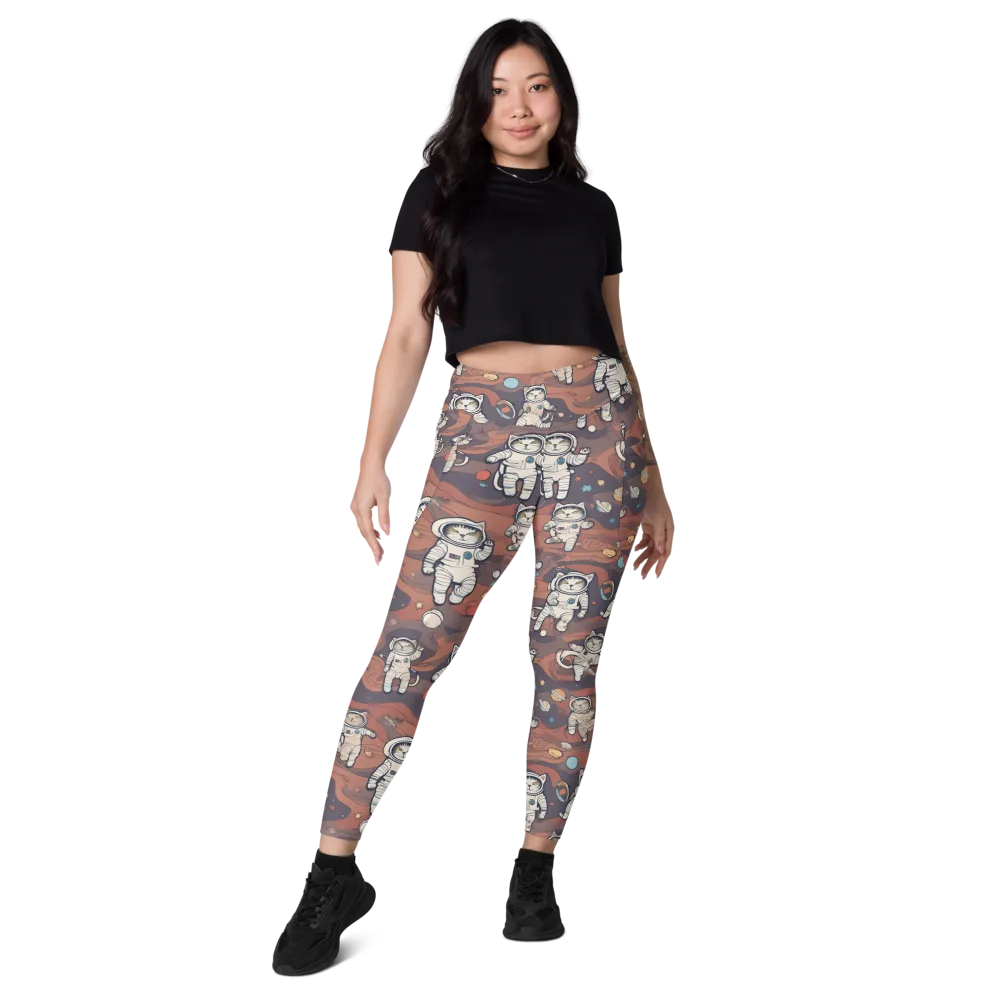 Orbiting Tabby on Leggings with Pockets — Front