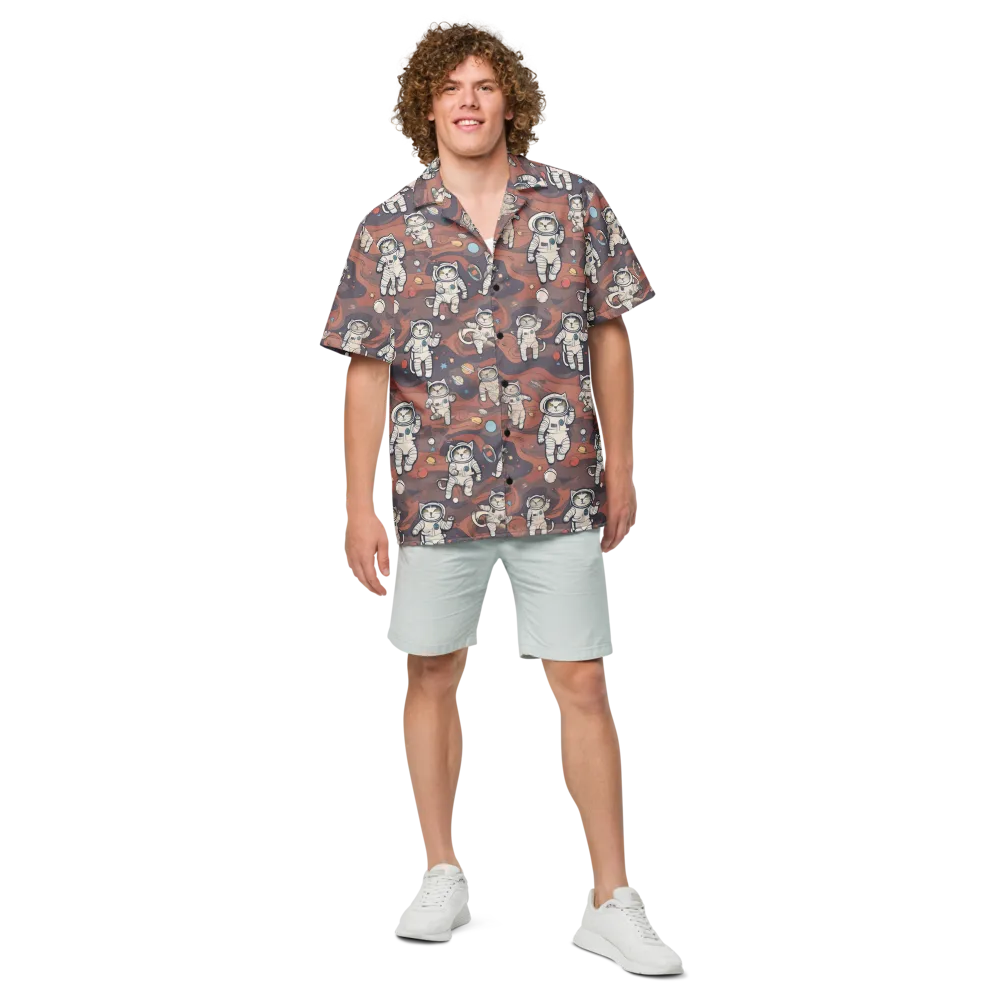 Orbiting Tabby on Button Shirt — Front