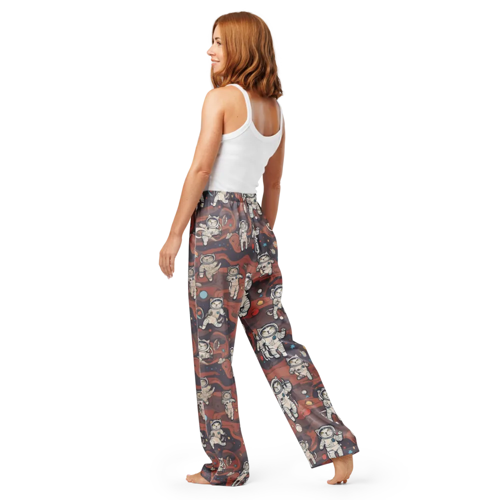Orbiting Tabby on Women's Pajama Pants — Back
