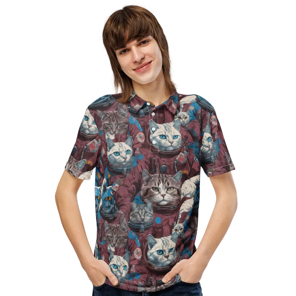 Cosmic Cat Crew on Men's Slim Fit Polo Shirt — Front