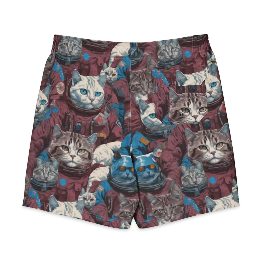 Cosmic Cat Crew on Men's Board Shorts — Back