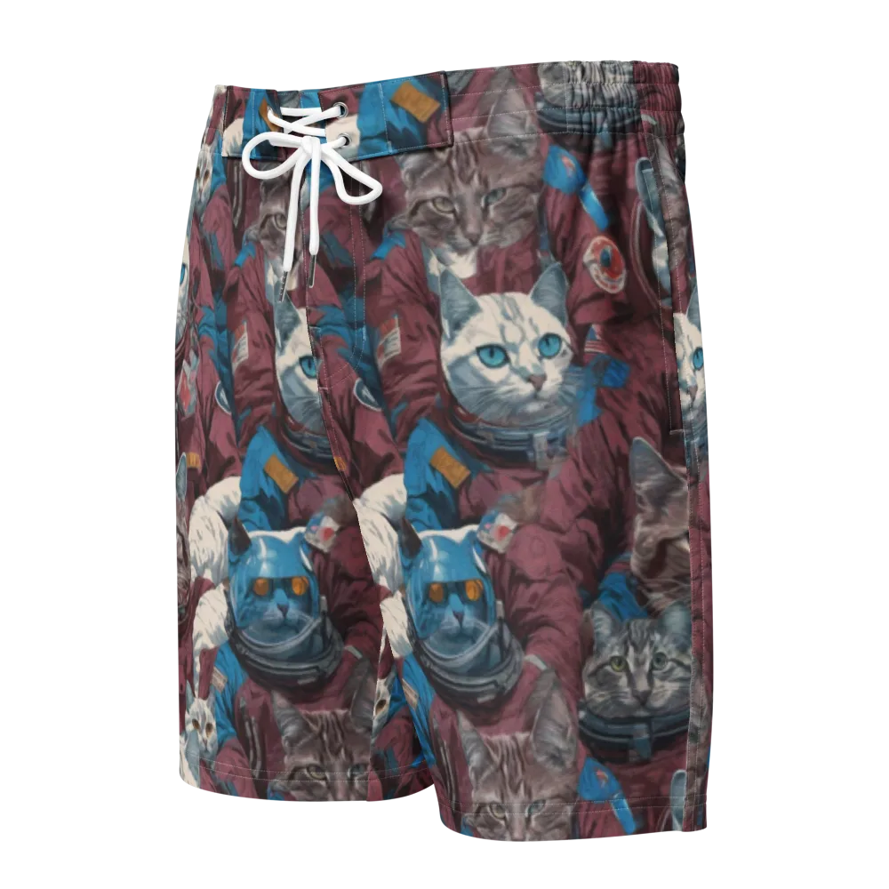 Cosmic Cat Crew on Men's Board Shorts — Front