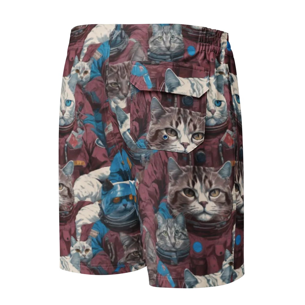 Cosmic Cat Crew on Men's Board Shorts — Back