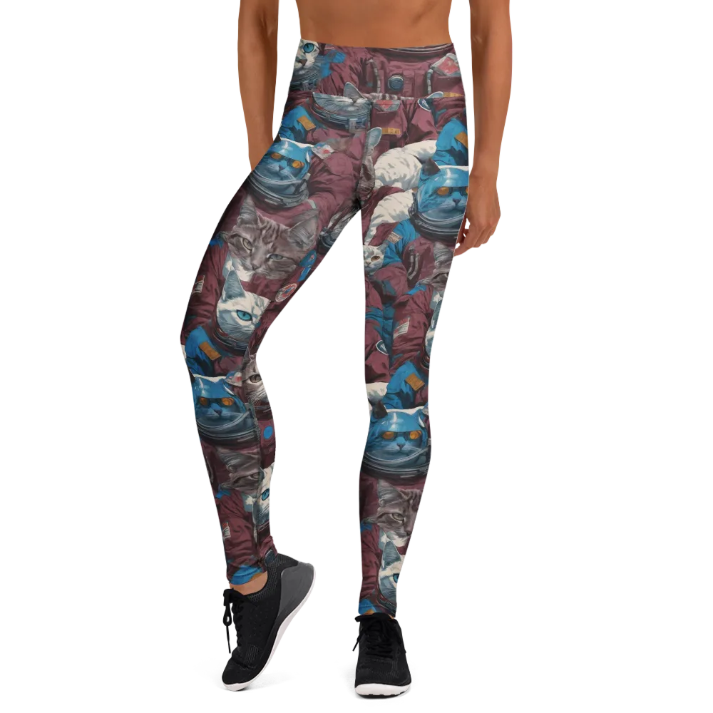 Cosmic Cat Crew on Yoga Leggings — Front