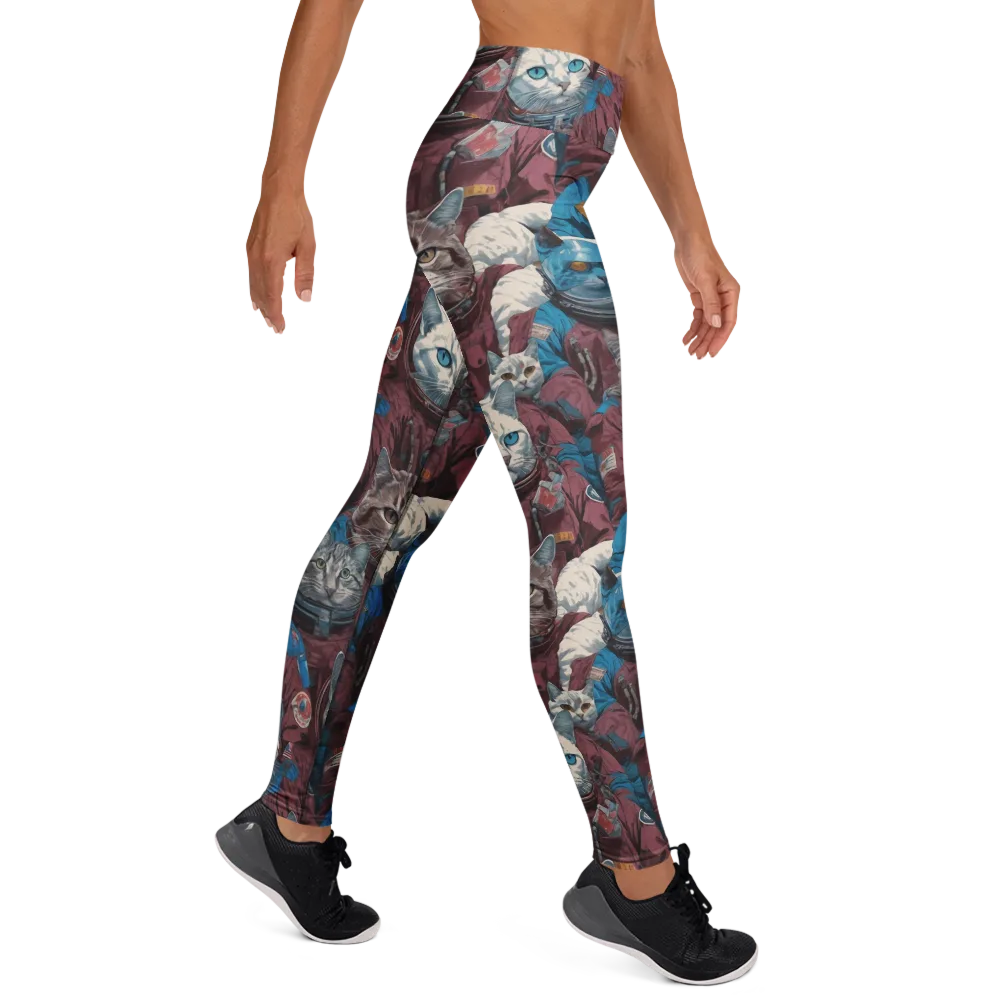 Cosmic Cat Crew on Yoga Leggings — Right