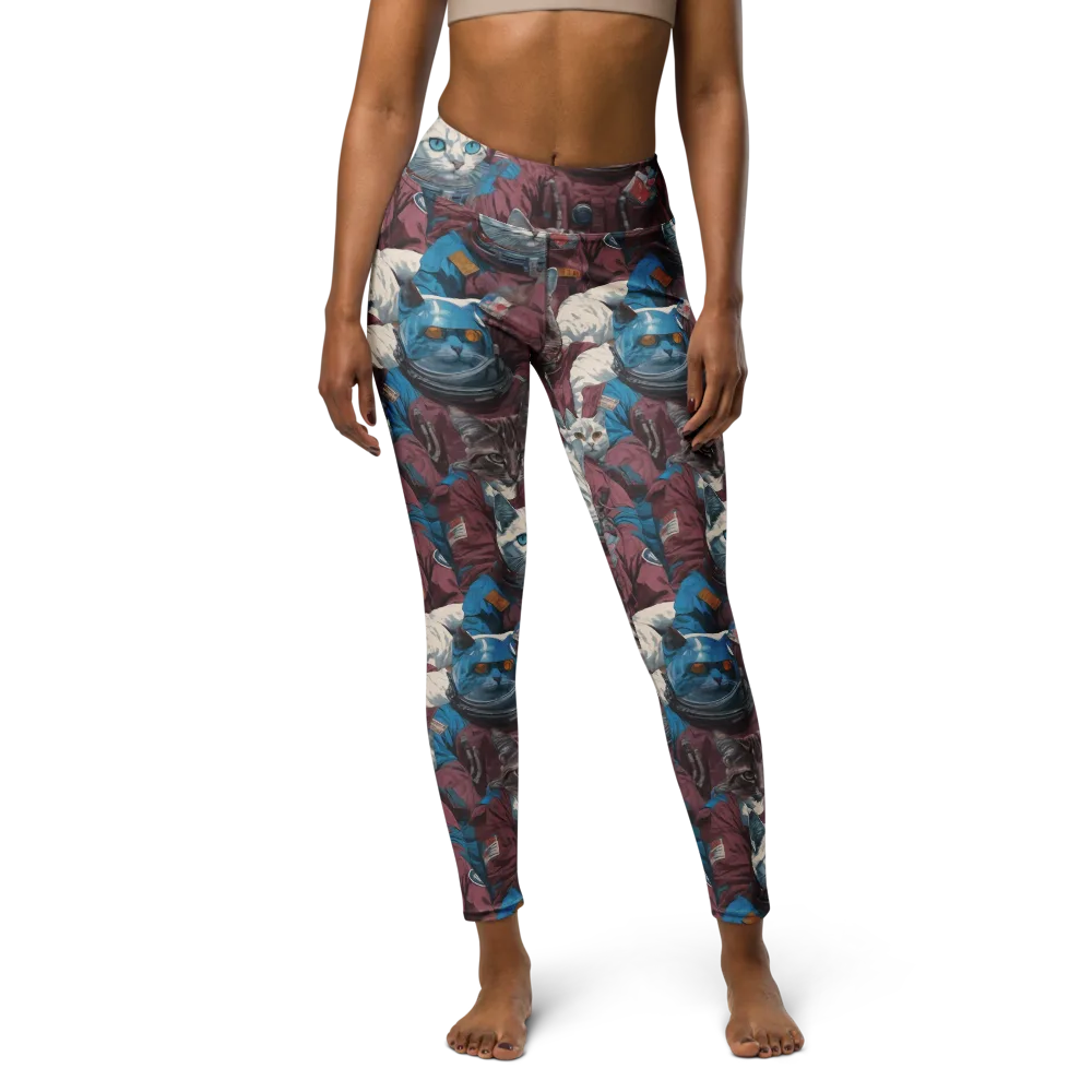 Cosmic Cat Crew on Yoga Leggings — Front