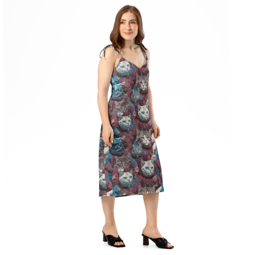 Cosmic Cat Crew on a Slip Dress