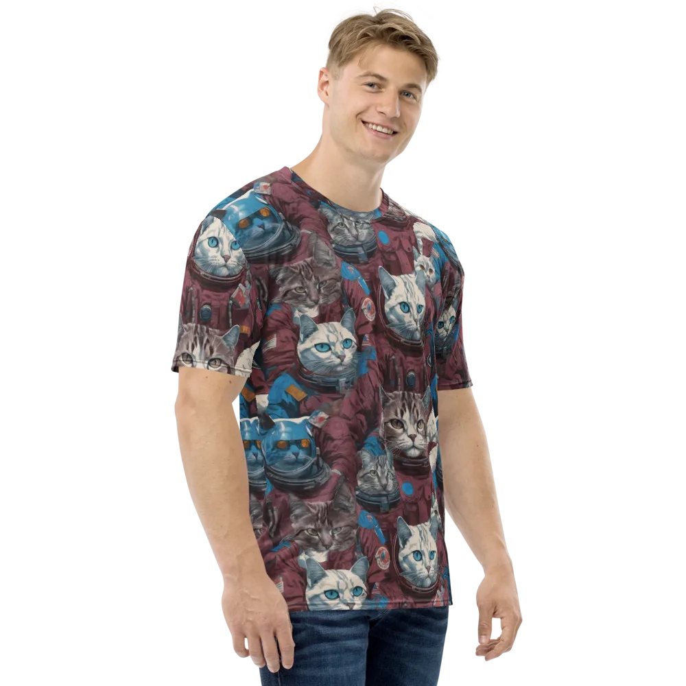 Cosmic Cat Crew on Men's Crew Neck T-Shirt — Right