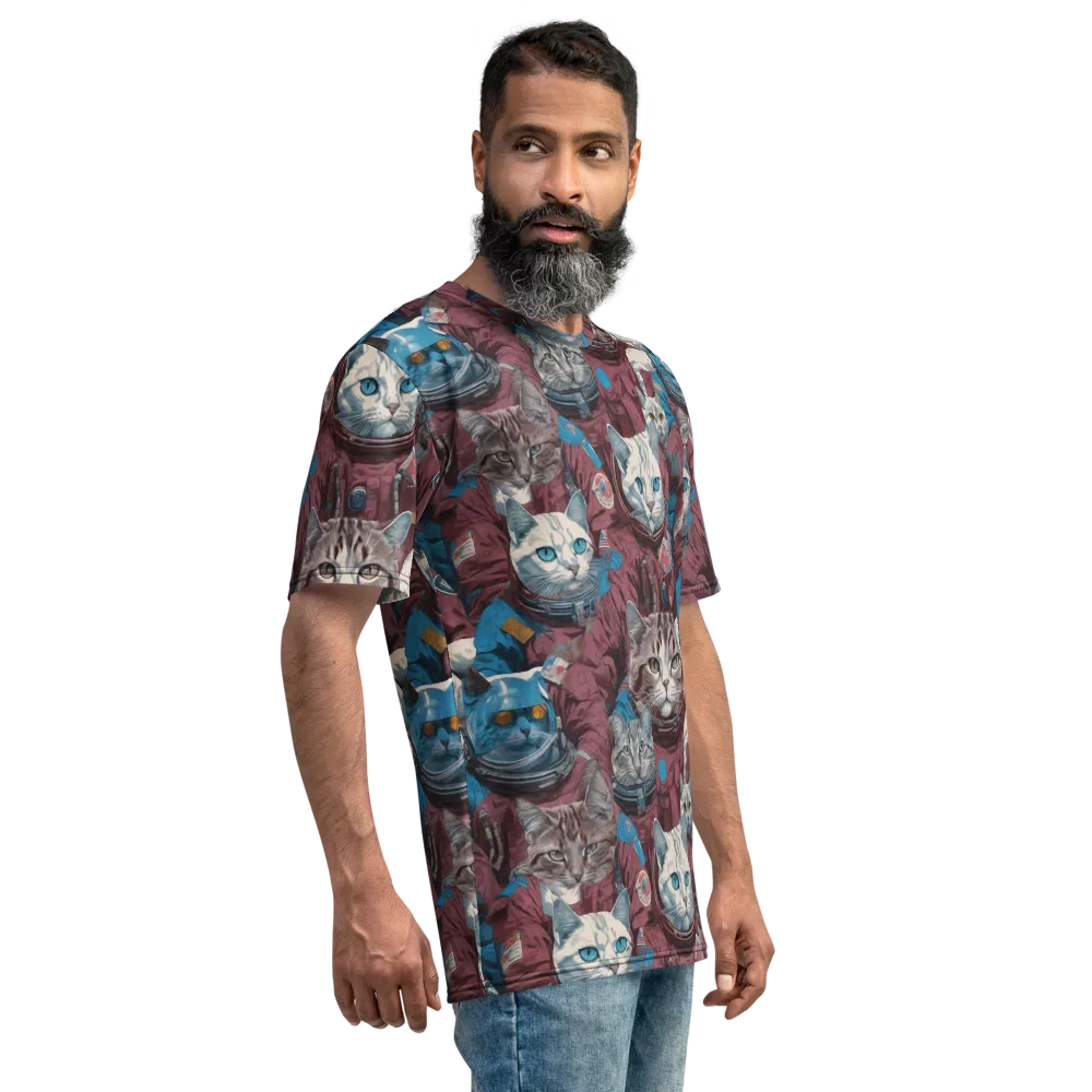 Cosmic Cat Crew on Men's Crew Neck T-Shirt — Right