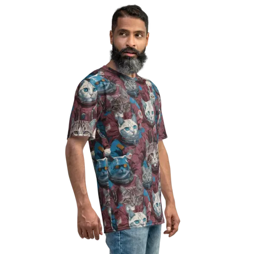 Cosmic Cat Crew on a Men's Crew Neck T-Shirt