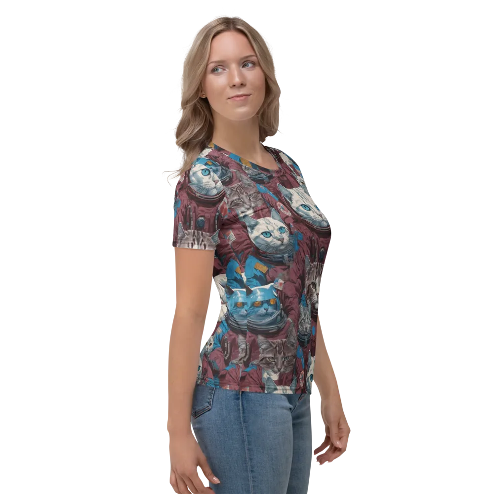 Cosmic Cat Crew on Women's Crew Neck T-Shirt — Right